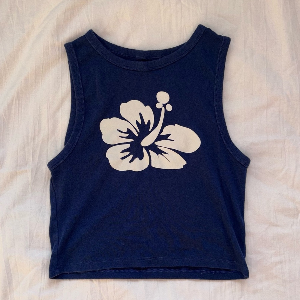 High Neck Hibiscus Tank Top